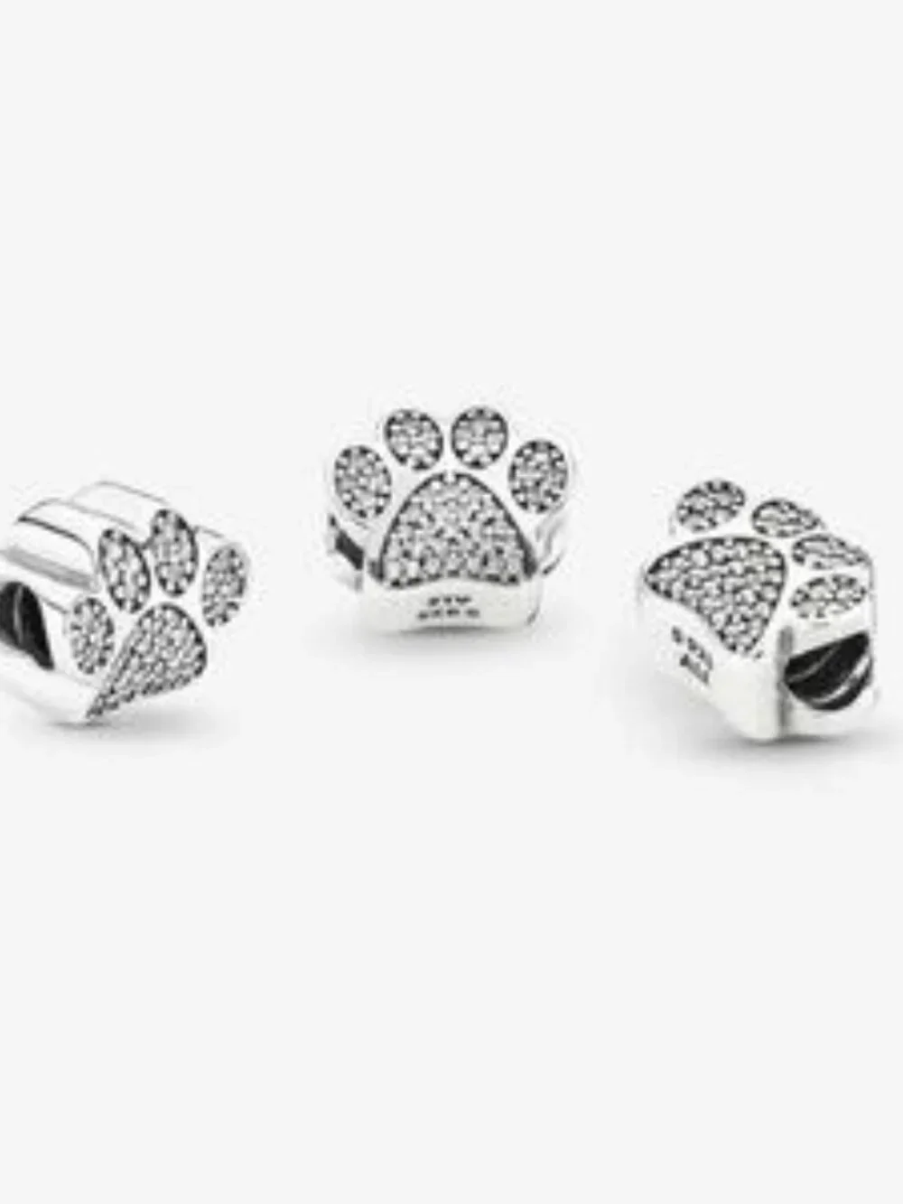 Pandora Silver Paw Charm with Clear Stones